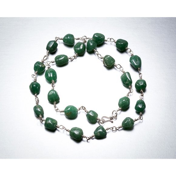 HR Jewelry - Sterling Silver AVENTURINE Wire Wrapped Necklace